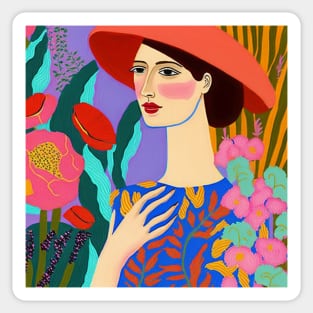 Woman in the spring gardens Sticker